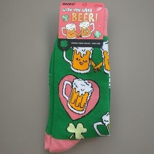 Wish You Were Beer Unisex Socks NWT Funny Cute Valentine Gift